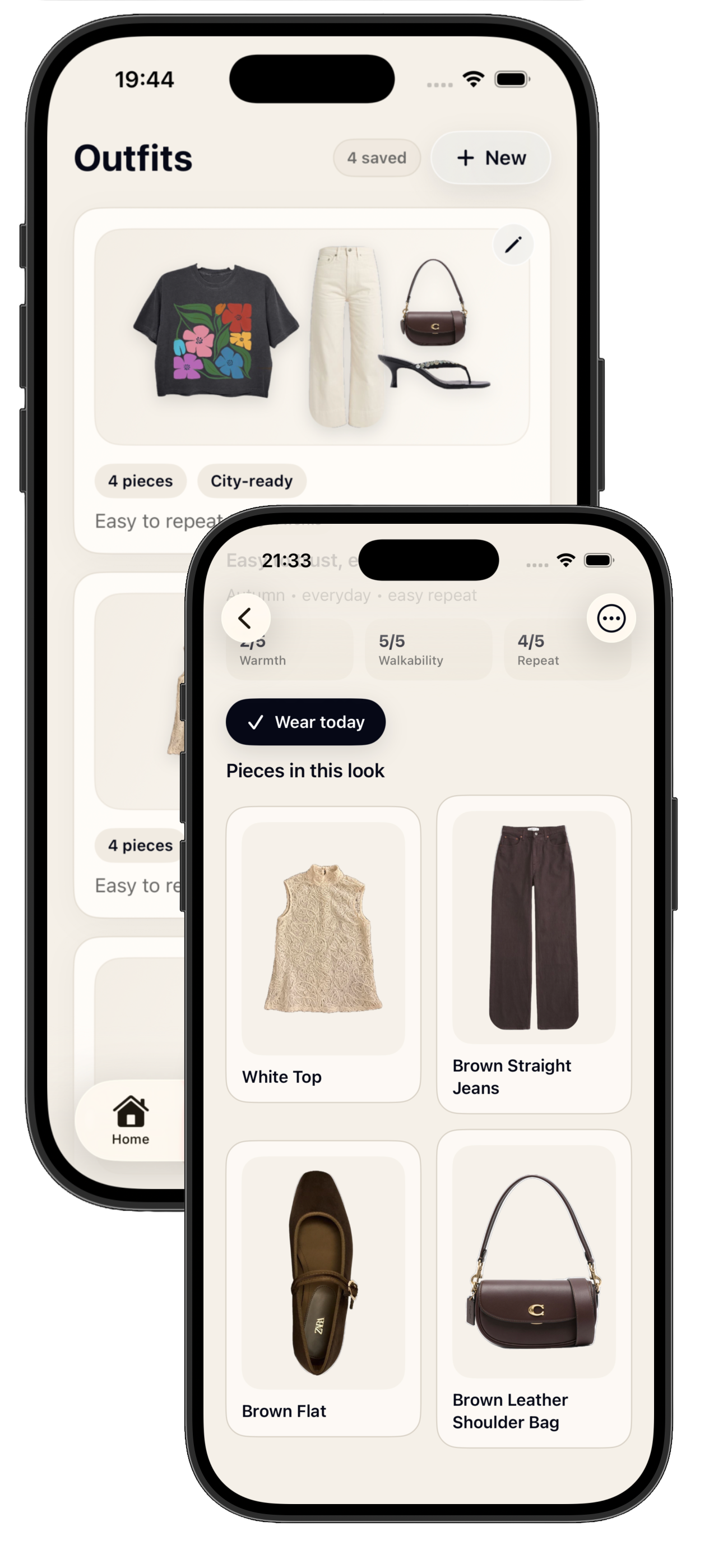 Outfit arranging marketing screen