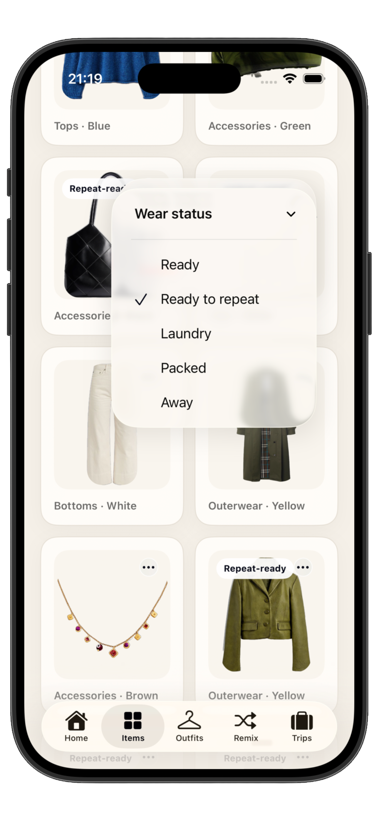 Ready-only wardrobe suggestions marketing screen