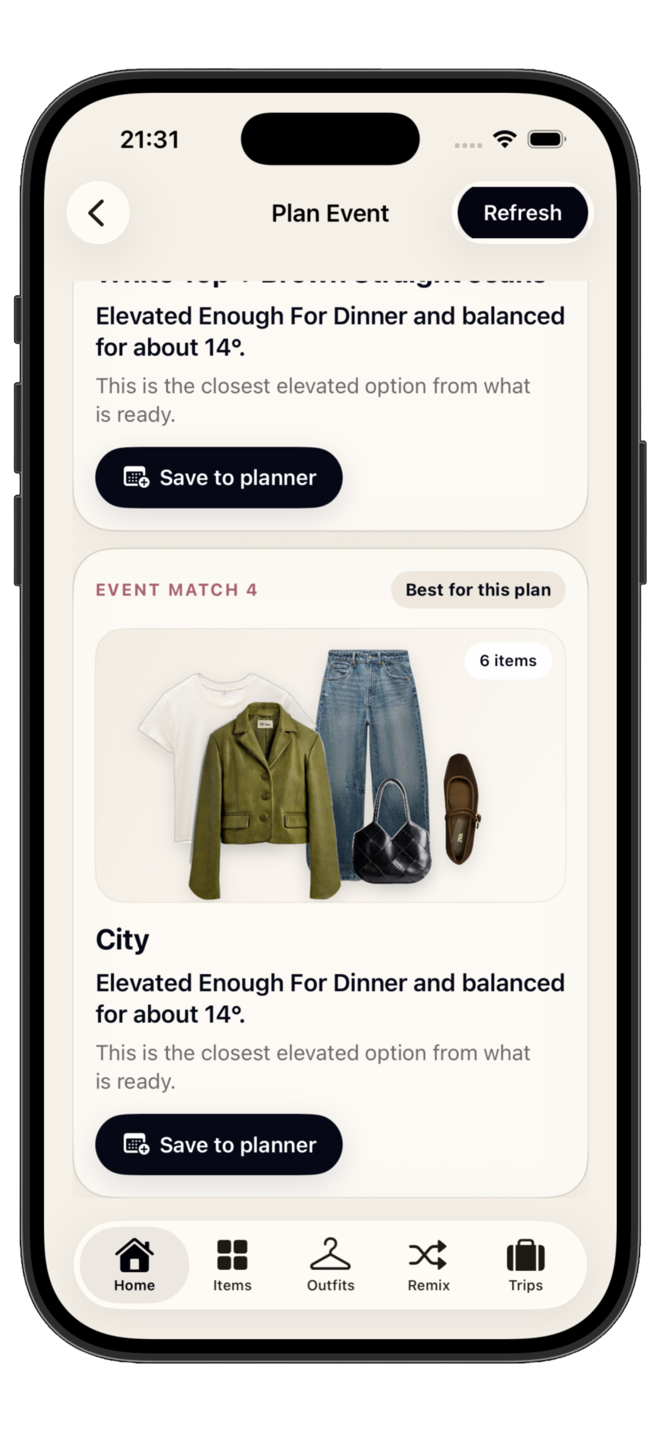 Calendar sync outfit planning marketing screen